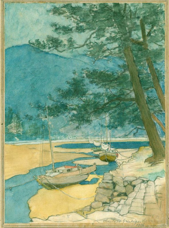 Charles W. Bartlett Watercolor Painting - Kobe 1915