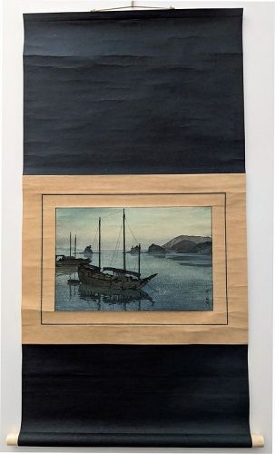 Hiroshi Yoshida Woodblock Print Scroll - Three Little Islands - RARE