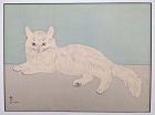 Leonard Tsuguharu Foujita Japanese Woodblock Print - White Cat -1929