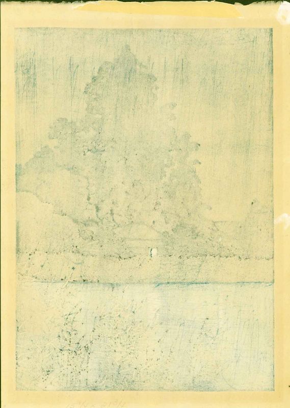 Hasui Kawase Japanese Woodblock Print - Rain at Omiya SOLD