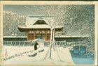 Kawase Hasui Japanese Woodblock Print - Snow at Shiba Park - First Ed.