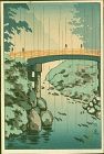 Tsuchiya Koitsu Japanese Woodblock Print - Nikko Rain (Sacred Bridge)