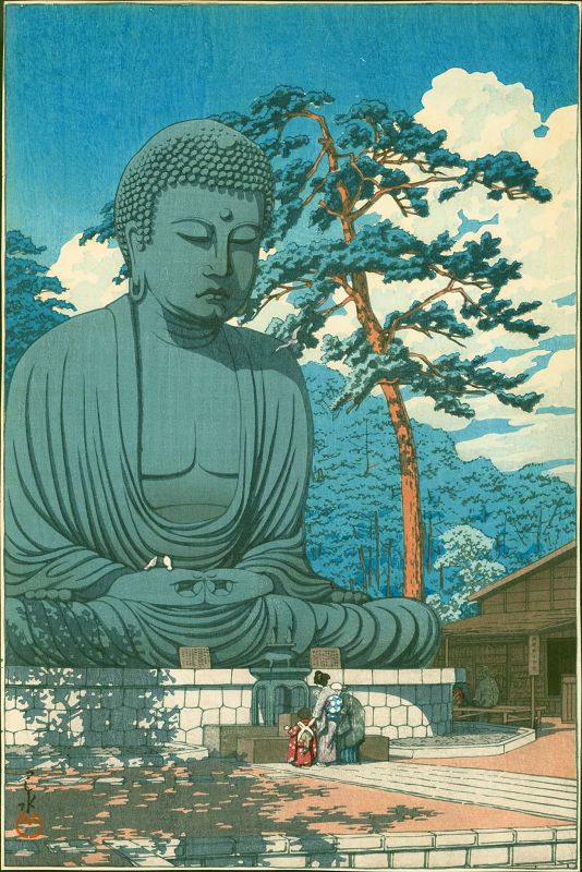 Kawase Hasui Woodblock Print - The Great Buddha, Kamakura SOLD