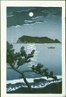 Kawase Hasui Japanese Woodblock Print - Enoshima at Night