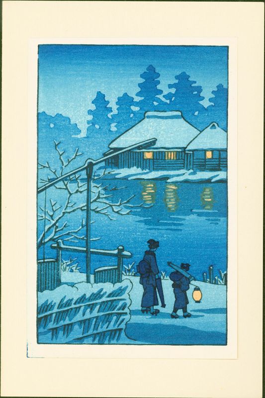 After Takahashi Shotei Woodblock Print - Night Scene of Mabashi