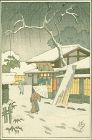 Fukutaro Tanouchi Woodblock Print - Udon Shop in Snow VERY RARE