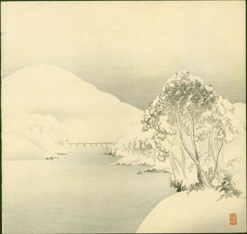 Watanabe Seitei Japanese Woodblock Print - Winter Landscape