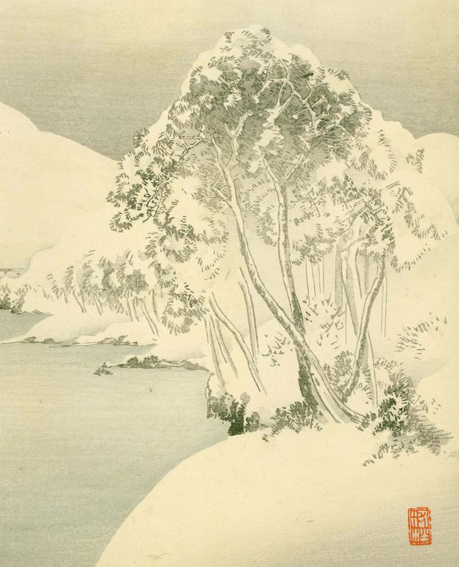 Watanabe Seitei Japanese Woodblock Print - Winter Landscape