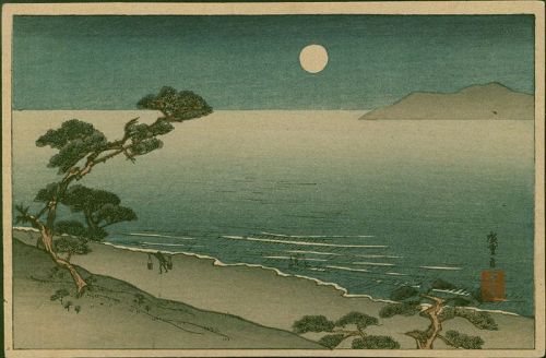 Hiroshige Japanese Woodblock Print - Fairy Moon and Lonely Shore 1910