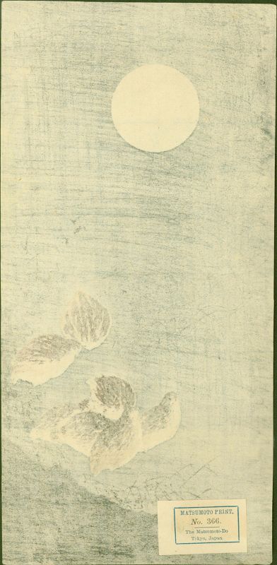 Aoki Seiko Japanese Woodblock Print - Quails Under the Moonlight 1910