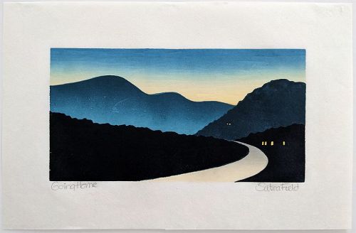 Sabra Field (American, b. 1935) Woodblock Print- Going Home