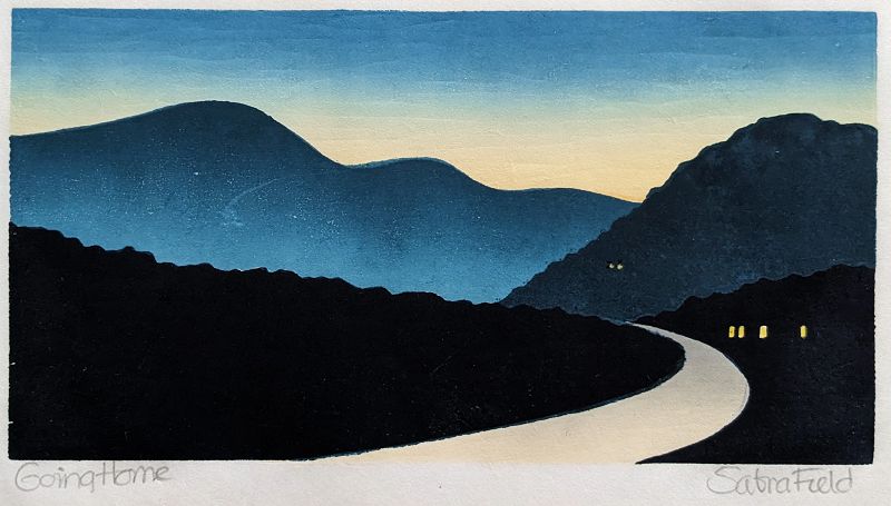 Sabra Field (American, b. 1935) Woodblock Print- Going Home