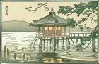 Lake Biwa Ukimido Katada Japanese Woodblock Print - Rare