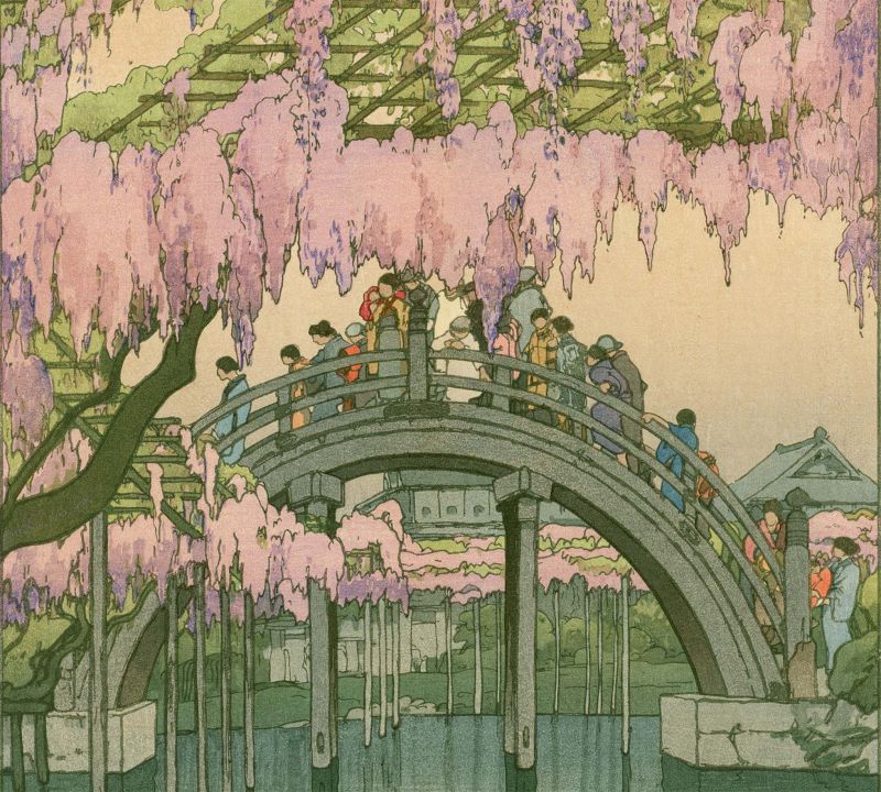 Hiroshi Yoshida Japanese Woodblock Print - Kameido Bridge - Jizuri