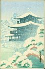 Kinkakuji In Snow Japanese woodblock Print - Takemura-published