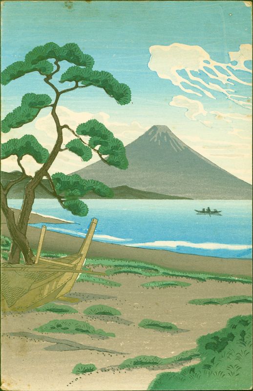 Kawase Hasui (After) Woodblock Print- Pine Beach Miho -1936 Menu Cover