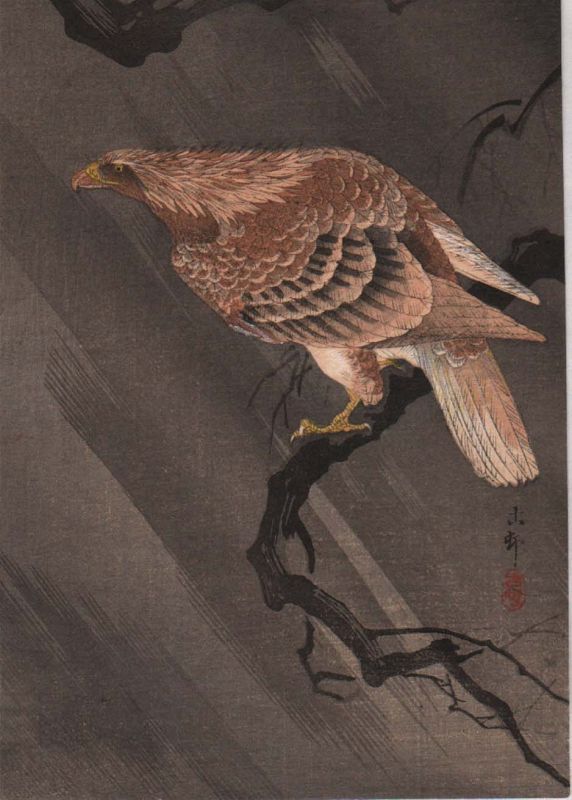 Ohara Koson Japanese Woodblock Print - Eagle on Leafless Branch