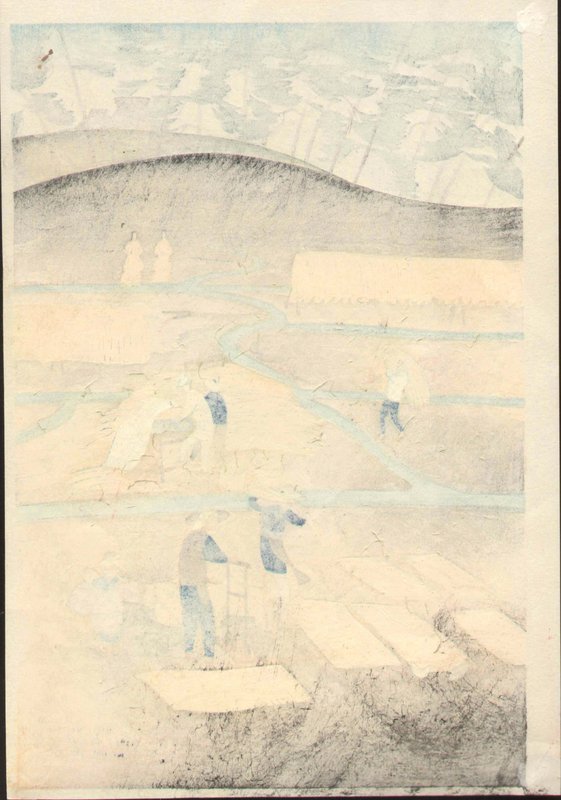 Ohno Bakufu Japanese Woodblock Print - Rice Reaping