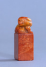 Chinese Soapstone Seal with Foodog Finial