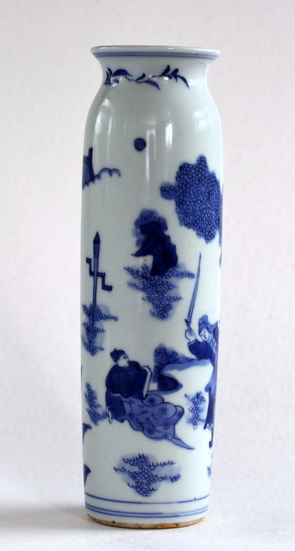Blue and White Sleeve Vase with Figures