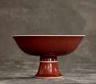 Chinese Sacrificial-Red Glazed Stem Bowl, Daoguang Mark