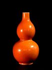 Chinese Coral-red Vase in Gourd Shape, Jiaqing Mark and Period