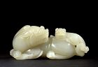 Chinese Jade Carving of Lion and His Cub, Qing Dynasty