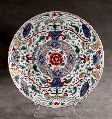 A Beautifully Decorated Famiile Verte Dish, Kangxi Period