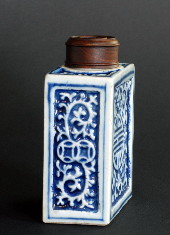 Rare 18th Century Molded Blue and White Bottle