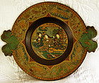 Ornate Japanese lacquer Chinoiserie wooden plate