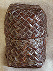 Antique Thailand woven bamboo tobacco container