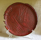 Japanese Kamakura Bori Carved Red Lacquer Serving tray