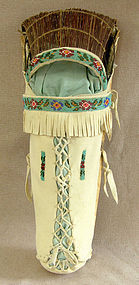 American Ute Indian bead trim cradle board