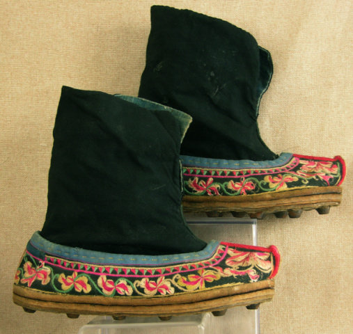 Chinese Ethnic Minority Miao Womans embroidered boots