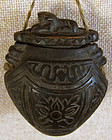 Chinese small carved wooden tobacco container