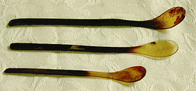 Antique Chinese Tortoise Shell Apothecary Spoons