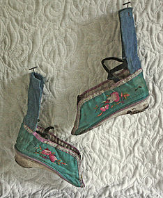 Pair of Antique Chinese embroidered lotus shoes