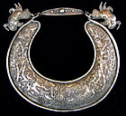 Antique Chinese Ethnic Minority silver necklace bib