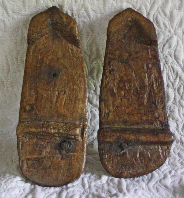 Antique pair of well worn Sadhu wooden sandals