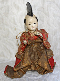 small antique edo Japanese hina drummer doll muscian