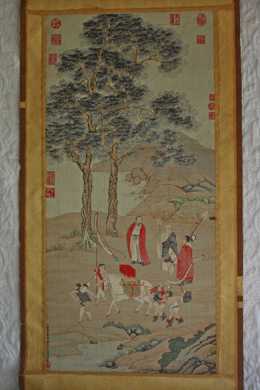 Antique Chinese Kossu textile scroll of famous painting
