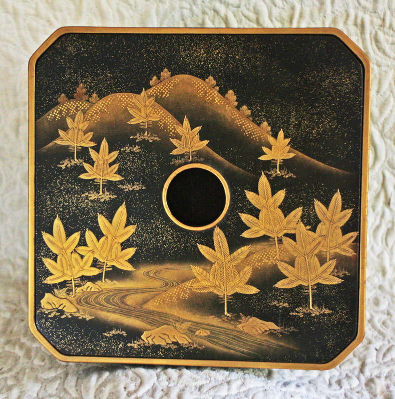 Antique Japanese Makie Lacquer Sake tray table server