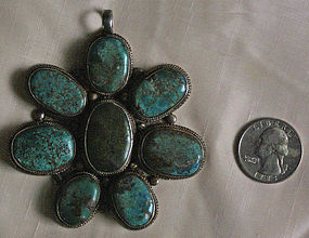Large Antique Tibetan turquoise Pendant