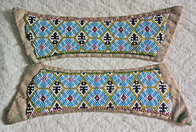 Chinese matching pair of beaded fabric strips