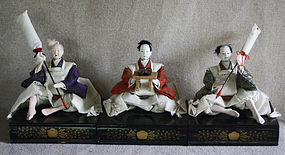 set of 3 Meiji period Japanese Hina dolls