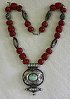 Vintage Tibetan Silver Gau w turquoise coral necklace
