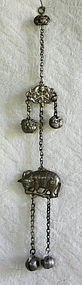 Antique Chinese low grade silver ornament toggle