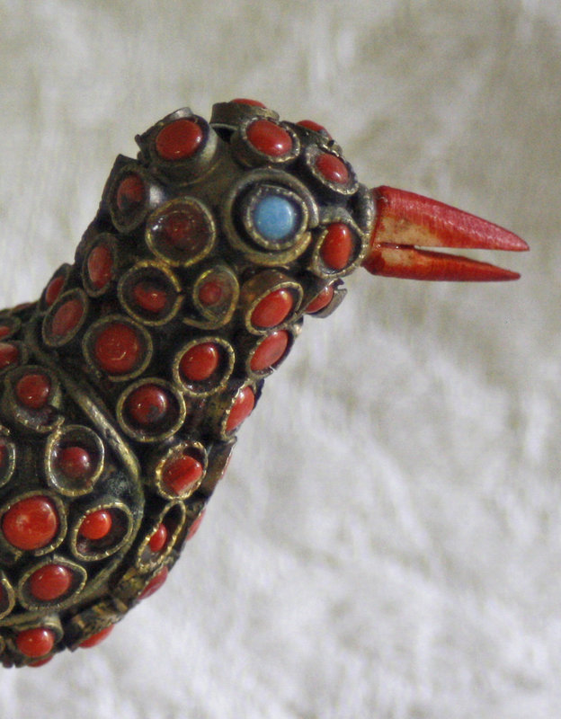 Nepal small bird enameled sculpture