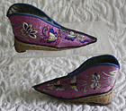 Pair of Antique Chinese Embroidered Lotus Shoes