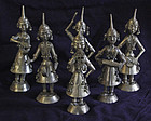 6 Indian maiden musicians low grade silver